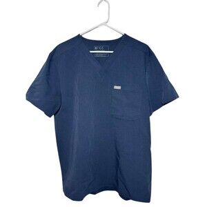 Figs V-Neck Scrub Top Men's Large Gray Short Sleeve Top Technical Collection